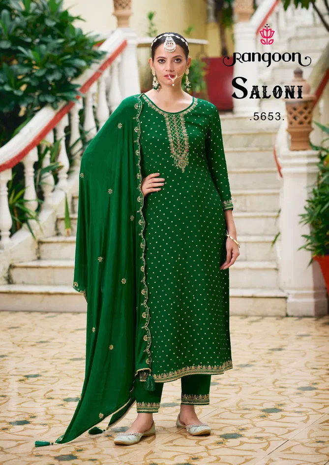 Saloni By Rangoon Chinon Kurti With Bottom Dupatta Suppliers In India